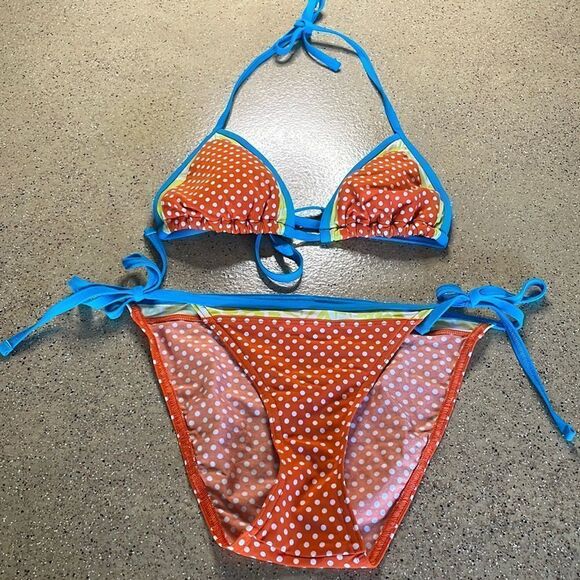 GAP Body rust orange polka dot string bikini - Picture 2 of 12